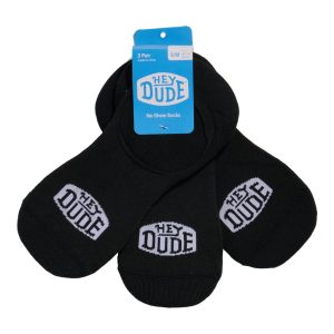 HEYDUDE No Show Sock 3 Pack ÿ Black