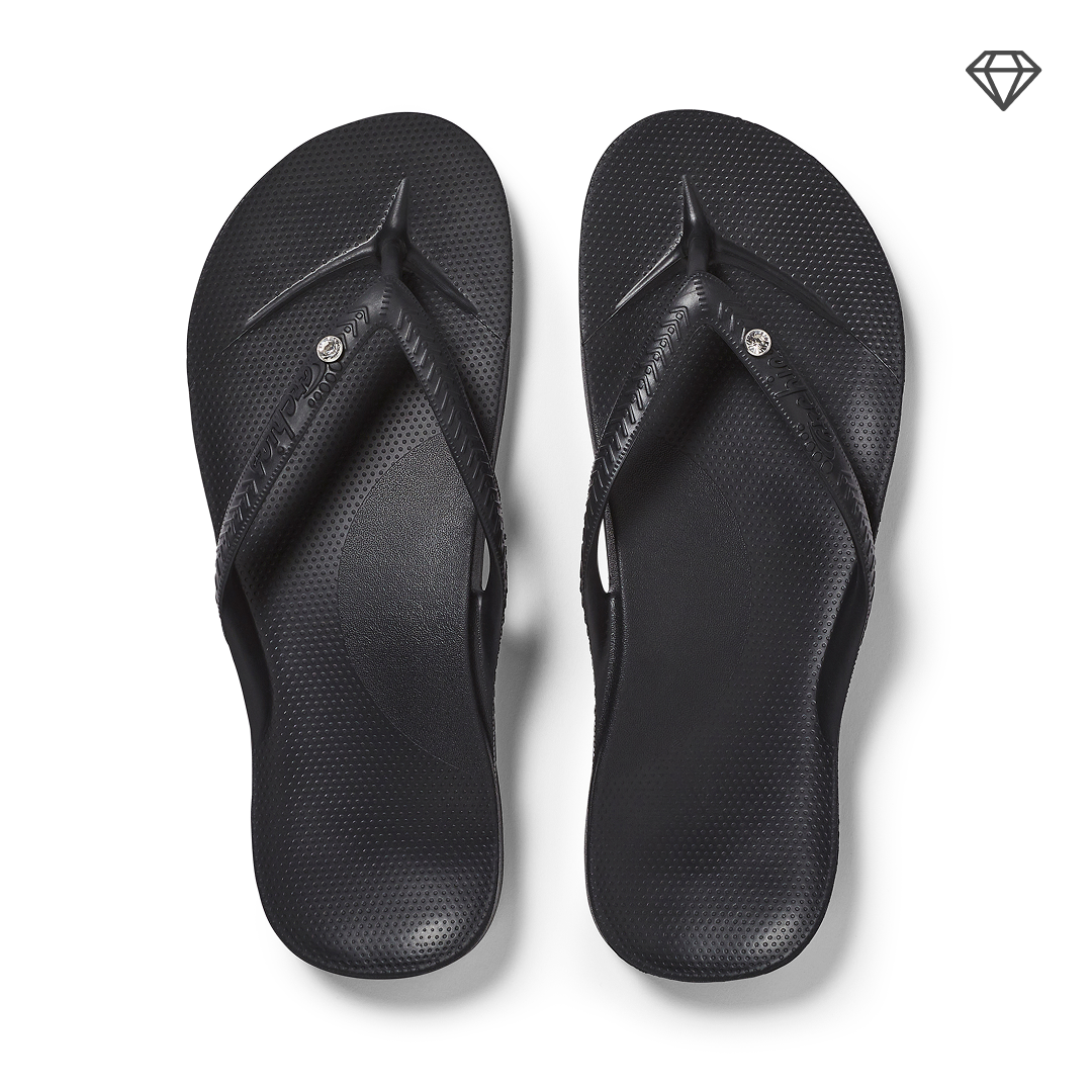 Arch Support Flip Flops - Classic - Crystal Black